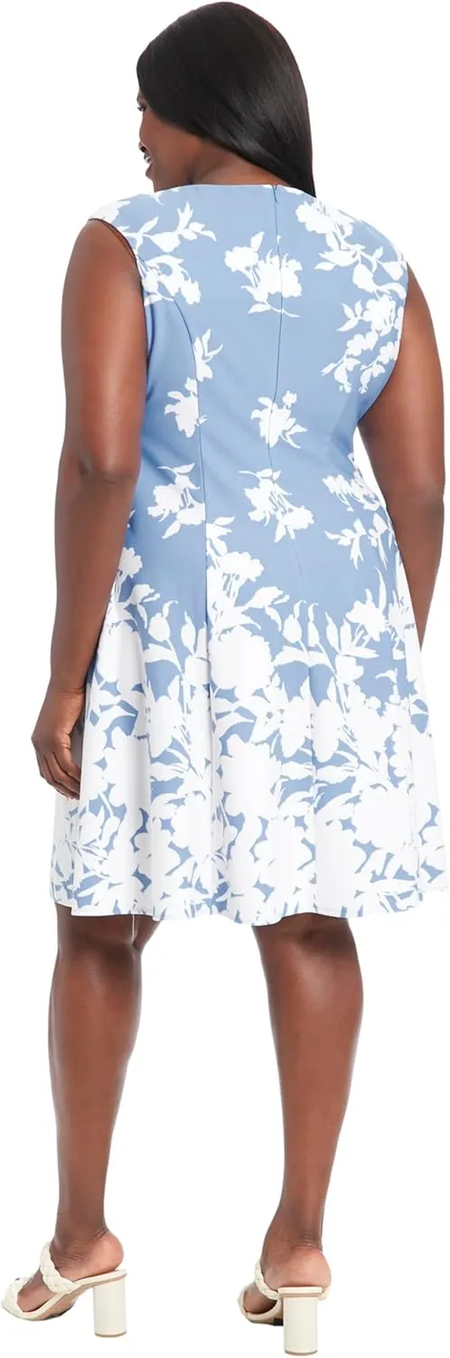 London Times Women's Cap Sleeve Fit and Flare-Elegant Summer Cocktail Graduation Garden Party Wedding Guest Dress