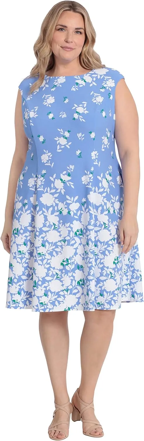 London Times Women's Cap Sleeve Fit and Flare-Elegant Summer Cocktail Graduation Garden Party Wedding Guest Dress