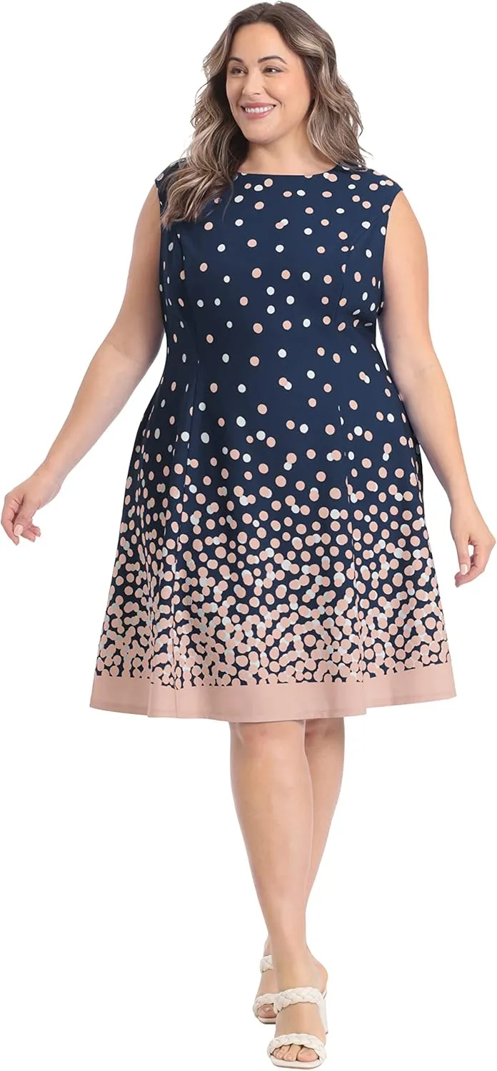 London Times Women's Cap Sleeve Fit and Flare-Elegant Summer Cocktail Graduation Garden Party Wedding Guest Dress