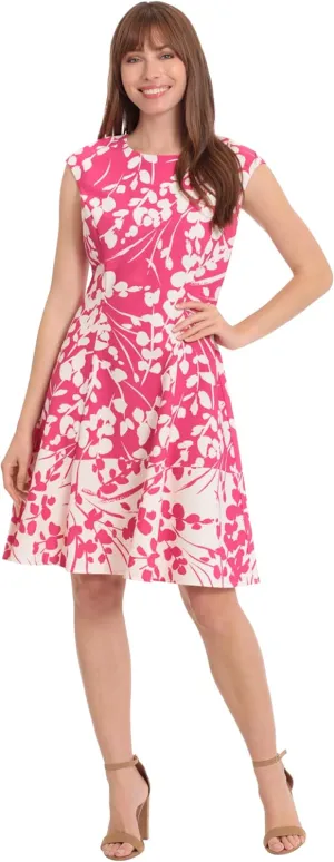 London Times Women's Cap Sleeve Fit and Flare-Elegant Summer Cocktail Graduation Garden Party Wedding Guest Dress