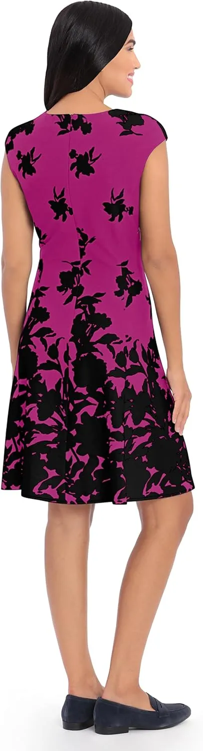London Times Women's Cap Sleeve Fit and Flare-Elegant Summer Cocktail Graduation Garden Party Wedding Guest Dress