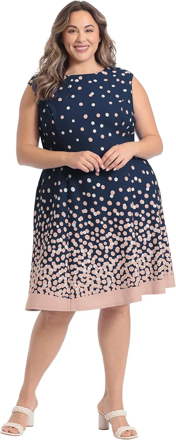 London Times Women's Cap Sleeve Fit and Flare-Elegant Summer Cocktail Graduation Garden Party Wedding Guest Dress