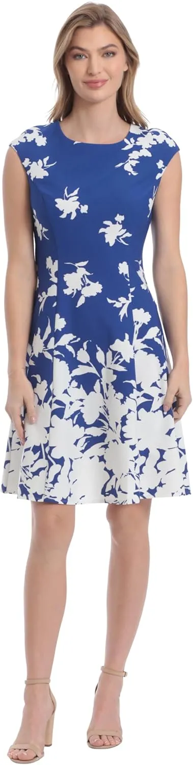 London Times Women's Cap Sleeve Fit and Flare-Elegant Summer Cocktail Graduation Garden Party Wedding Guest Dress