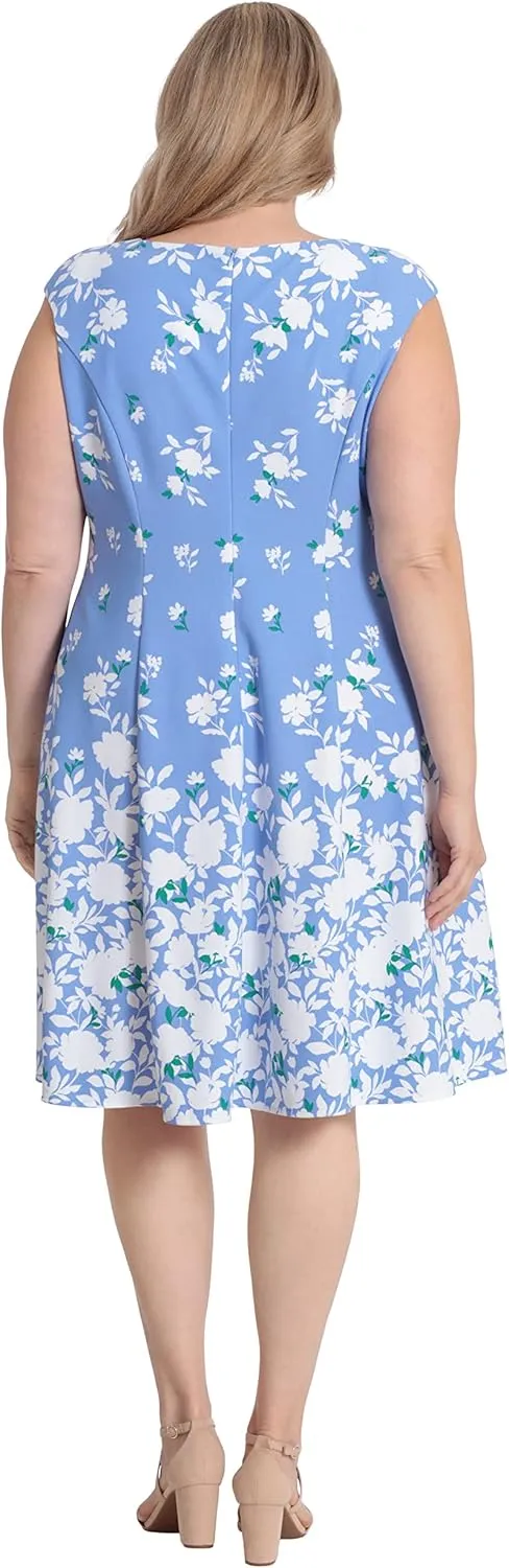 London Times Women's Cap Sleeve Fit and Flare-Elegant Summer Cocktail Graduation Garden Party Wedding Guest Dress