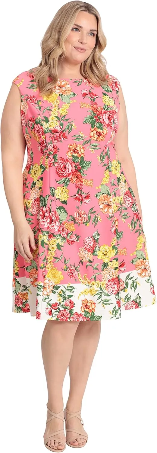 London Times Women's Cap Sleeve Fit and Flare-Elegant Summer Cocktail Graduation Garden Party Wedding Guest Dress