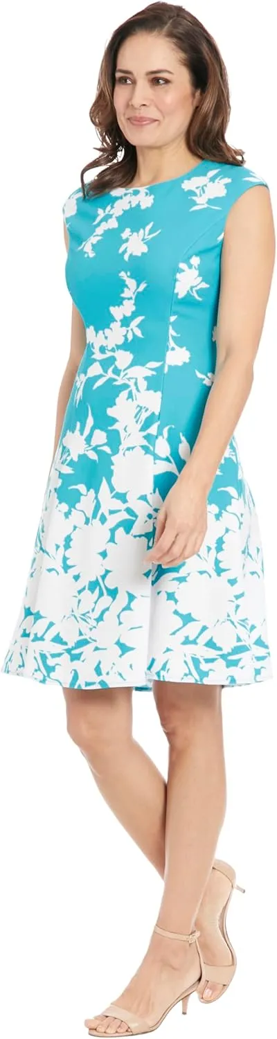 London Times Women's Cap Sleeve Fit and Flare-Elegant Summer Cocktail Graduation Garden Party Wedding Guest Dress