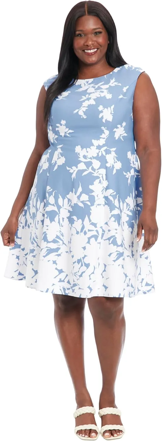London Times Women's Cap Sleeve Fit and Flare-Elegant Summer Cocktail Graduation Garden Party Wedding Guest Dress