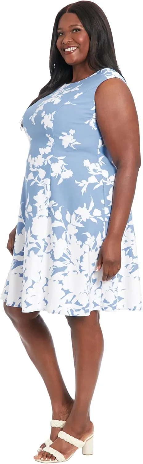 London Times Women's Cap Sleeve Fit and Flare-Elegant Summer Cocktail Graduation Garden Party Wedding Guest Dress