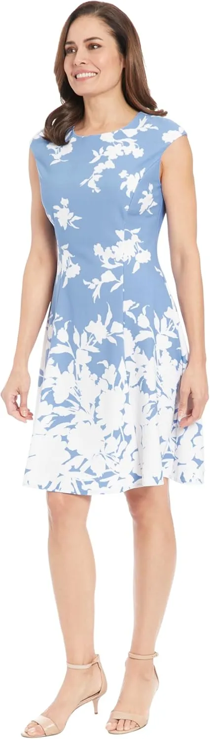 London Times Women's Cap Sleeve Fit and Flare-Elegant Summer Cocktail Graduation Garden Party Wedding Guest Dress