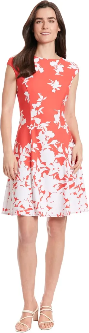 London Times Women's Cap Sleeve Fit and Flare-Elegant Summer Cocktail Graduation Garden Party Wedding Guest Dress
