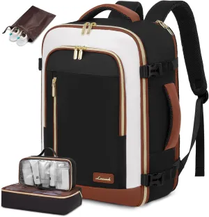 LOVEVOOK Travel Backpack for Women & Men, 40L Carry On Backpack, Personal Item Bag with 3 Packing Cubes, Business Weekender Overnight Luggage Daypack, Fits 17 Inch Laptop, Black Beige