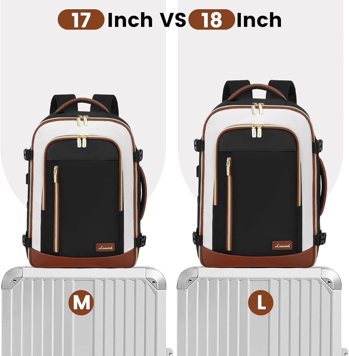 LOVEVOOK Travel Backpack for Women & Men, 40L Carry On Backpack, Personal Item Bag with 3 Packing Cubes, Business Weekender Overnight Luggage Daypack, Fits 17 Inch Laptop, Black Beige