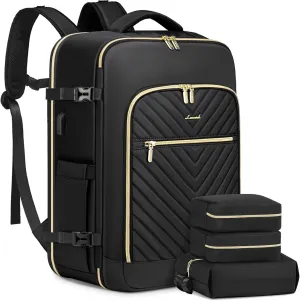 LOVEVOOK Travel Backpack With 3 Packing Cubes,Large Carry on Backpack as Personal Item Airline Approved,50L Waterproof Daypack Travel Bag TSA Fit 18inch Laptop Luggage With USB Charging Port