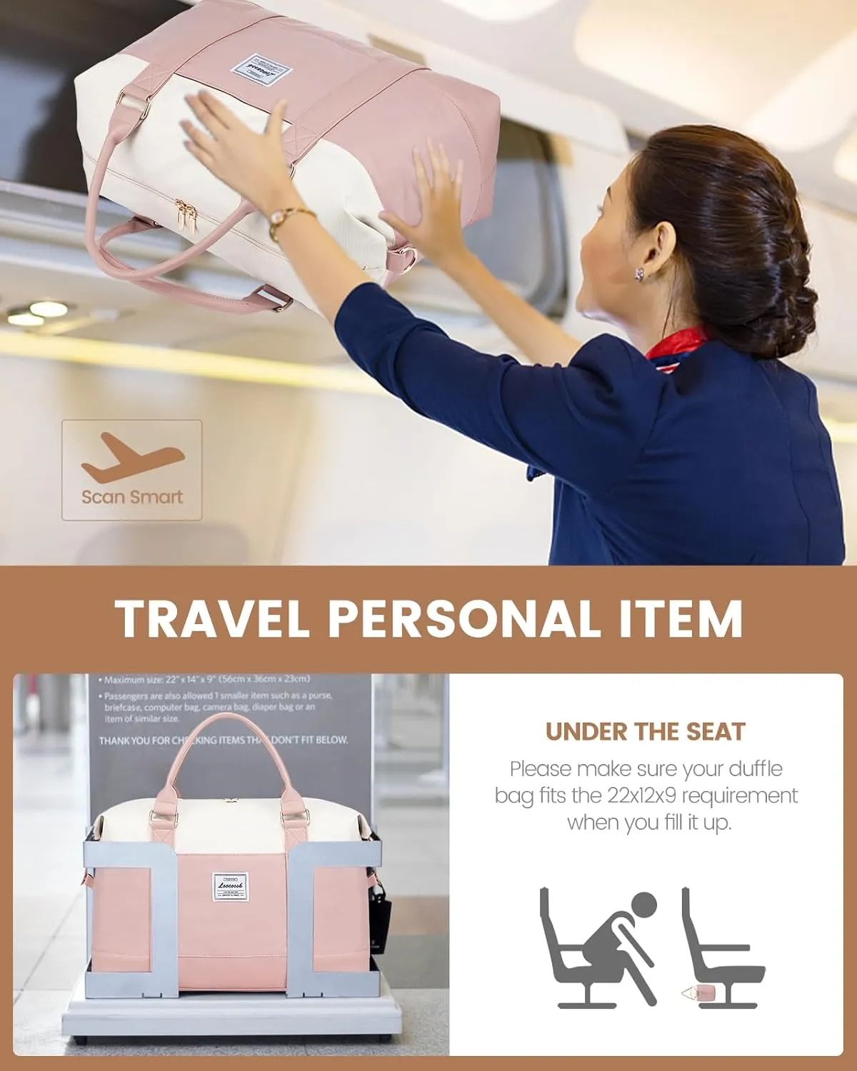 LOVEVOOK Travel Duffle Bag Women,Weekender Bag with Clear Toiletry Bag, Carry on Overnight Bag with Shoe Bag,Hospital Bags for Labor Delivery with Packing Cube
