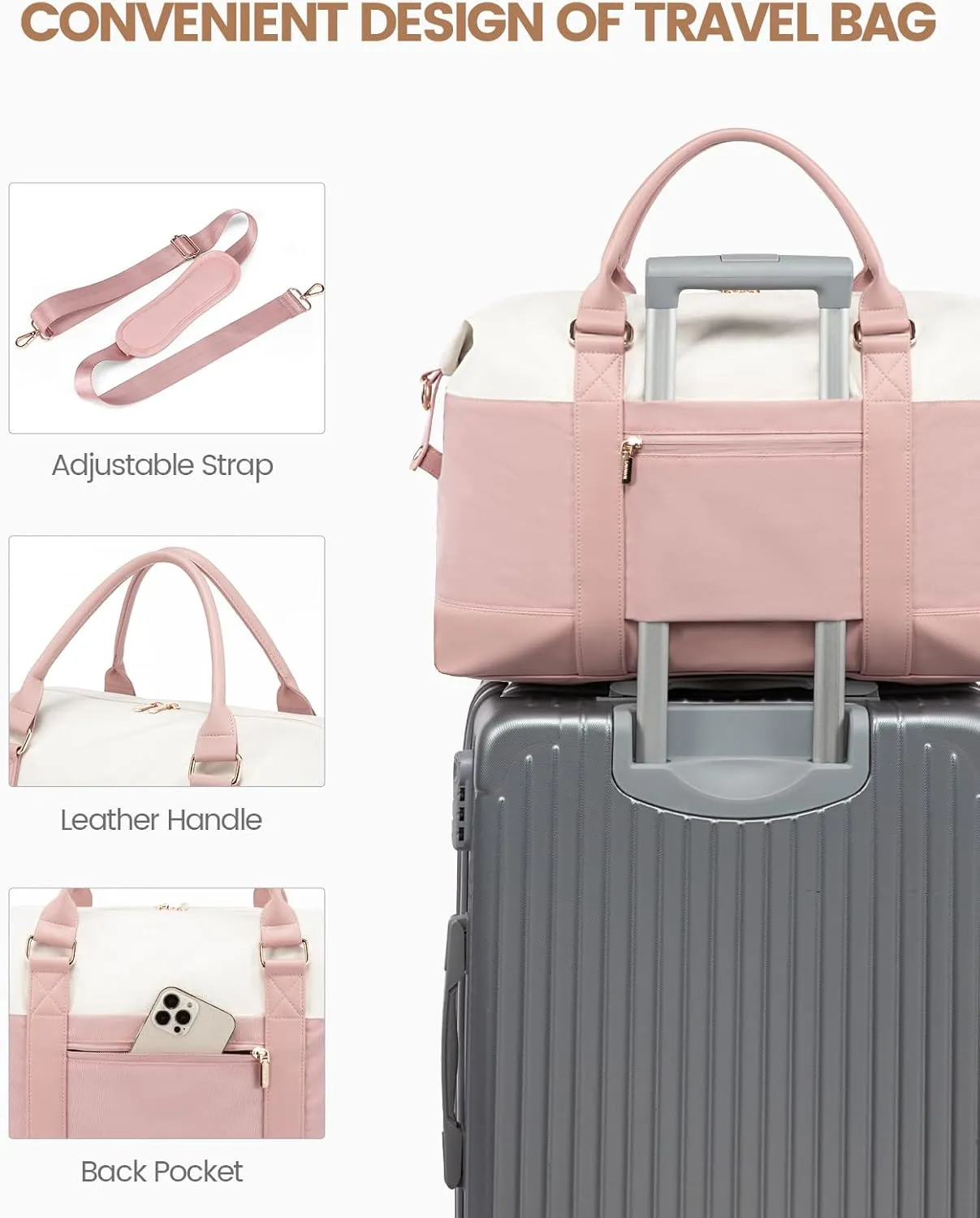 LOVEVOOK Travel Duffle Bag Women,Weekender Bag with Clear Toiletry Bag, Carry on Overnight Bag with Shoe Bag,Hospital Bags for Labor Delivery with Packing Cube