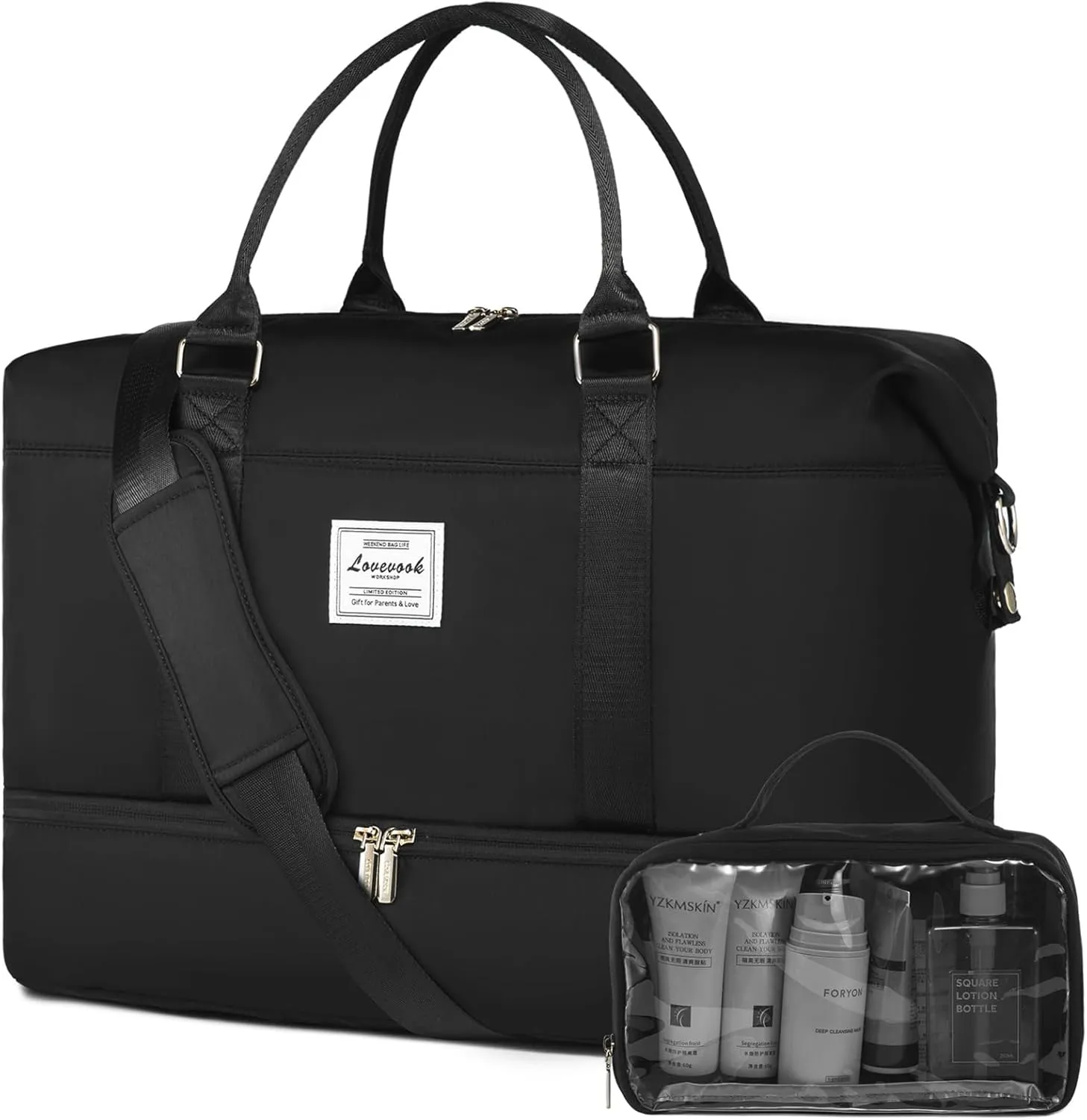 LOVEVOOK Weekender Bags for Women, Black