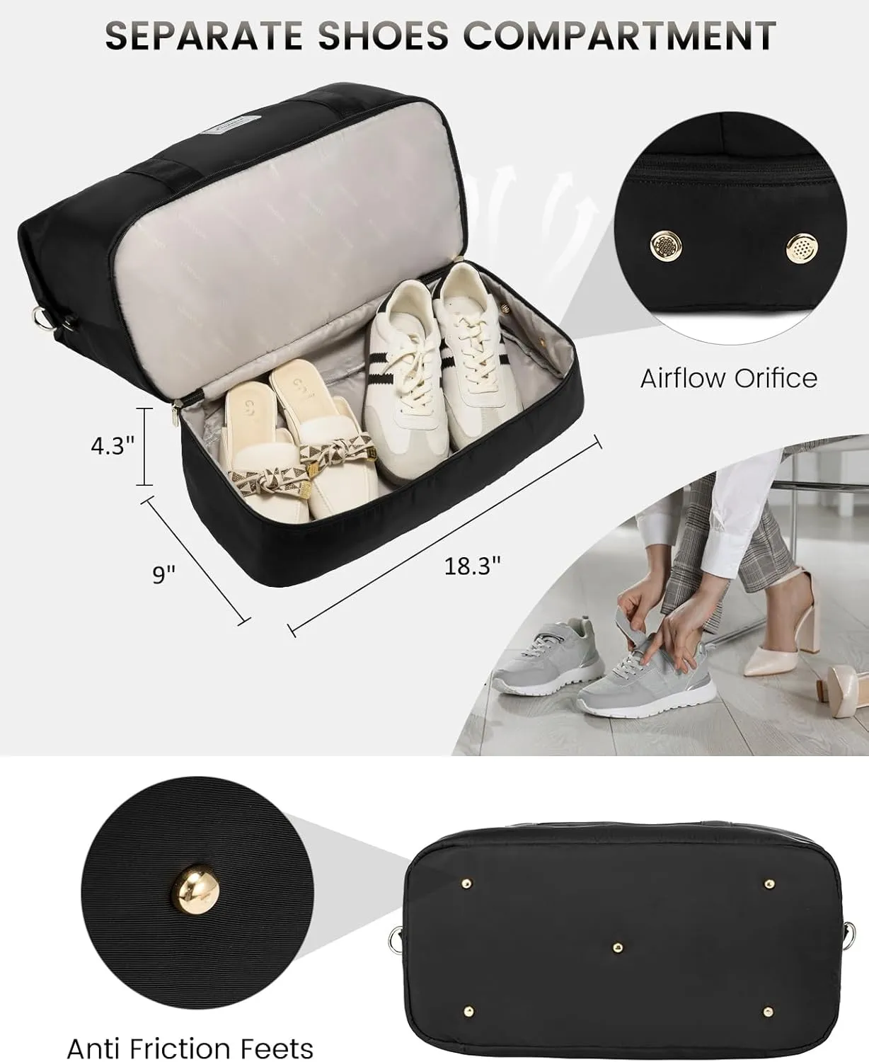 LOVEVOOK Weekender Bags for Women, Black