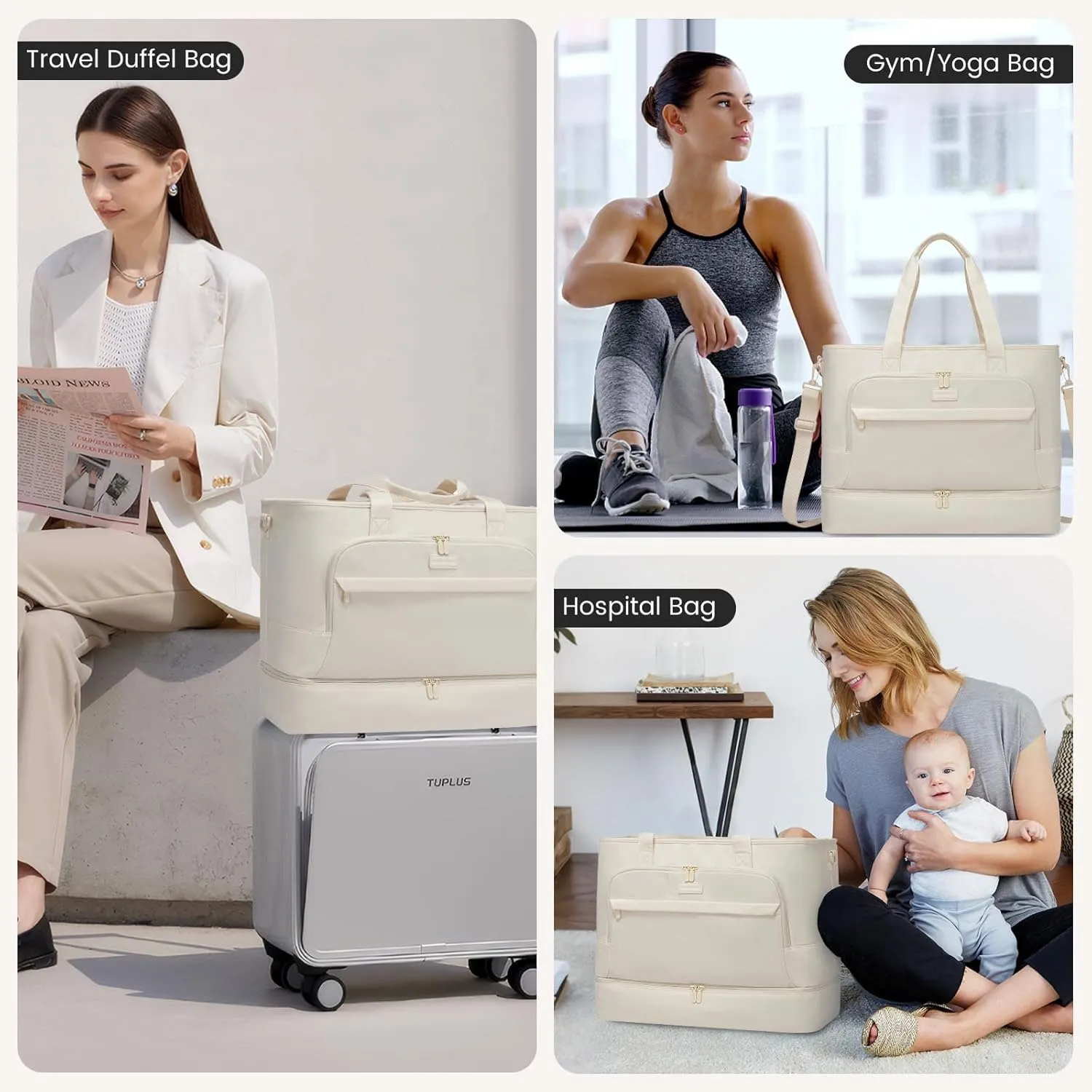 LOVEVOOK Weekender Bags for Women Travel, Large Personal Item Travel Overnight Bag, Carry on Duffle Bags with Shoe Compartment, Toiletry Bag, Wet Pocket, for Airplane, Hospital Labor Delivery