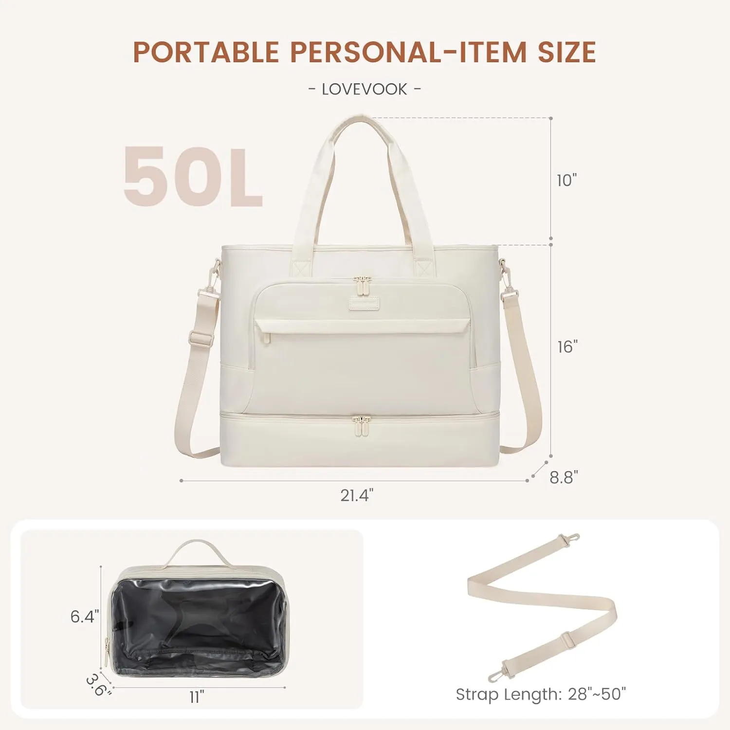 LOVEVOOK Weekender Bags for Women Travel, Large Personal Item Travel Overnight Bag, Carry on Duffle Bags with Shoe Compartment, Toiletry Bag, Wet Pocket, for Airplane, Hospital Labor Delivery