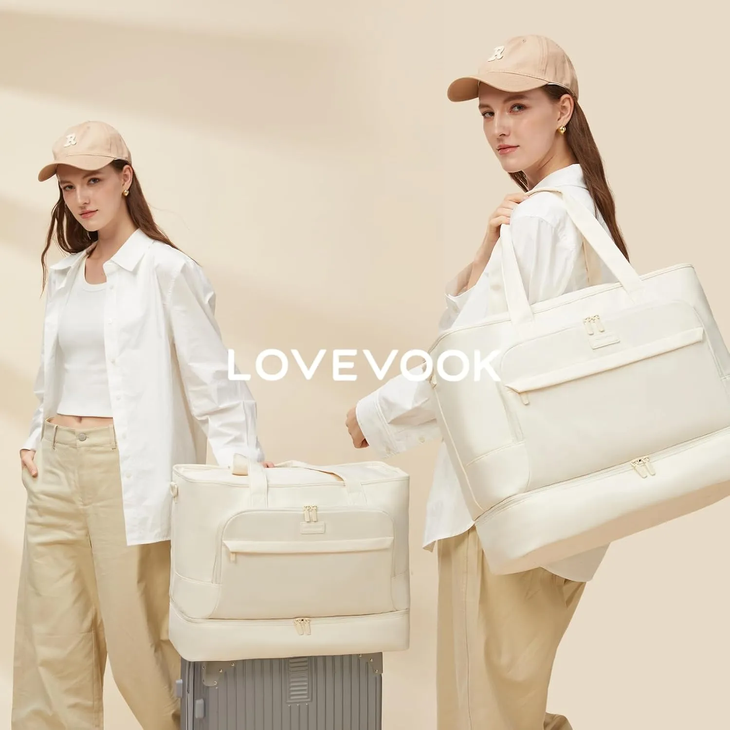 LOVEVOOK Weekender Bags for Women Travel, Large Personal Item Travel Overnight Bag, Carry on Duffle Bags with Shoe Compartment, Toiletry Bag, Wet Pocket, for Airplane, Hospital Labor Delivery