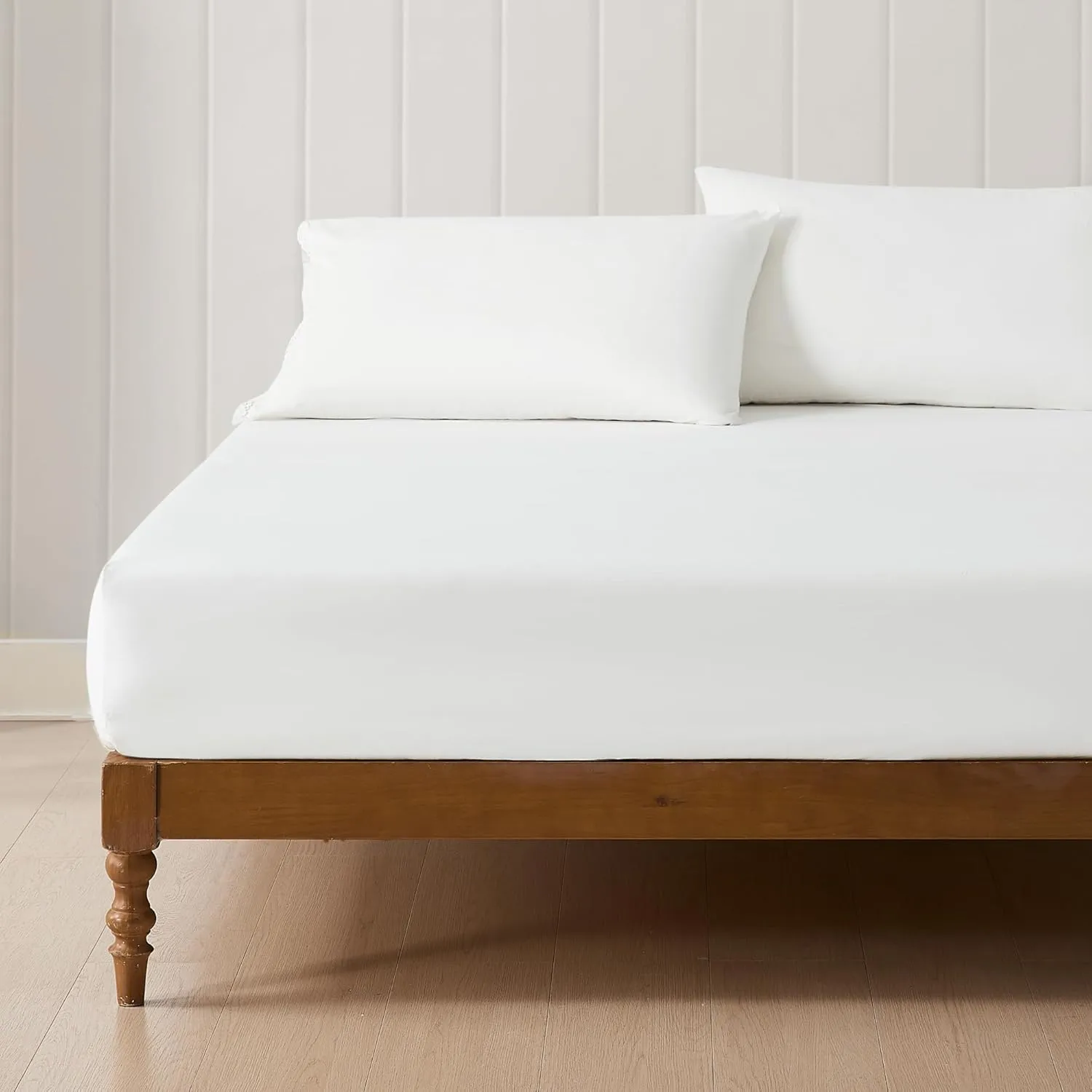 Lush Decor Evelyn Lace Trim Cotton Sheet Set 4 Piece Set Queen White - Cotton Sheets - White Bed Sheets - Farmhouse & Coquette Decor
