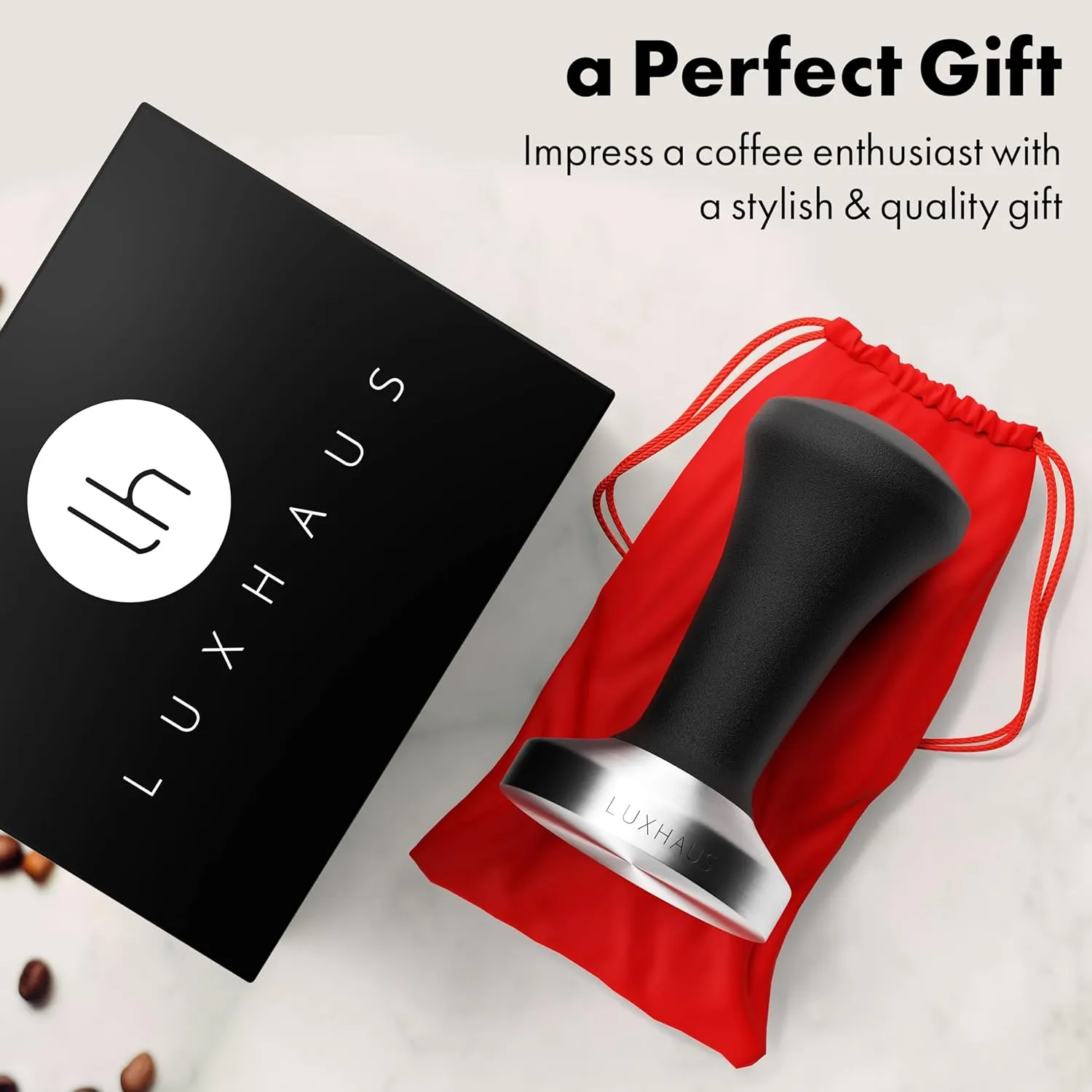 LuxHaus 58mm Espresso Tamper - Premium Barista Coffee Tamper with 100% Flat Stainless Steel Base