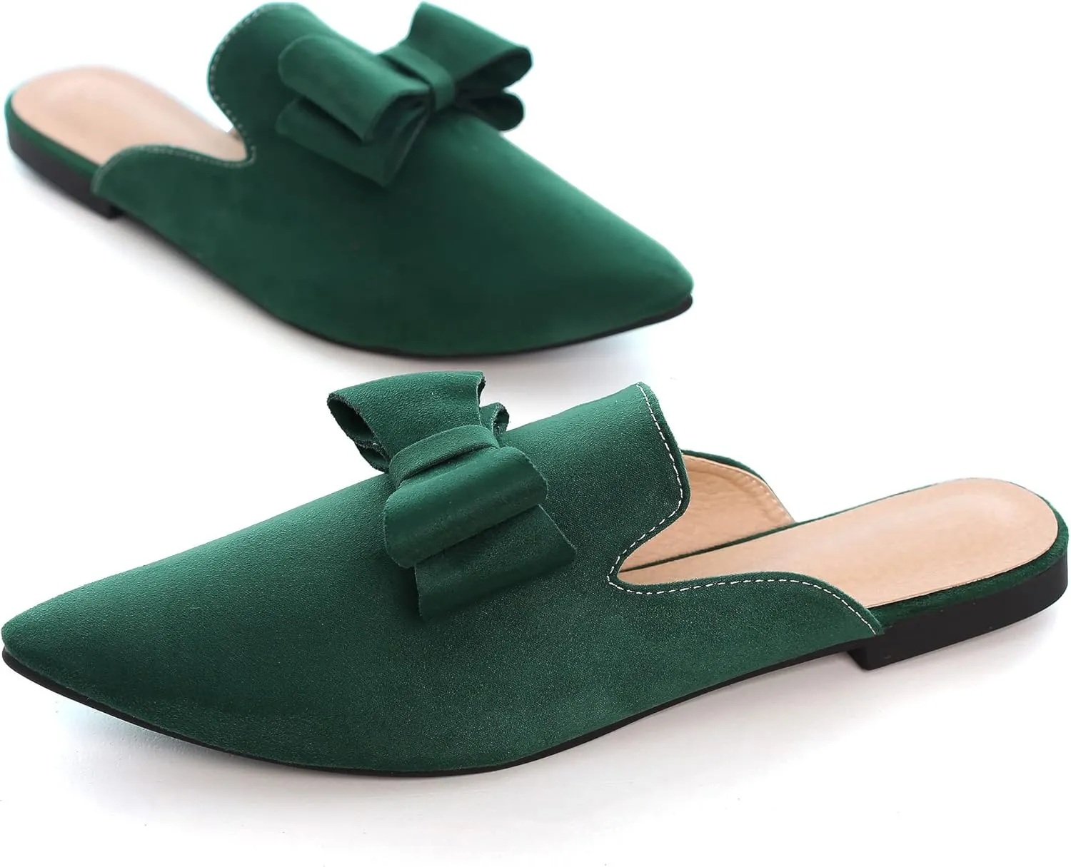 LUXINYU Women Slides-Sandals,Classic French Elegant Bow Pointed Toe Slippers, Flat-shaped Light Sandals, Soft and Comfortable Slides-Sandals