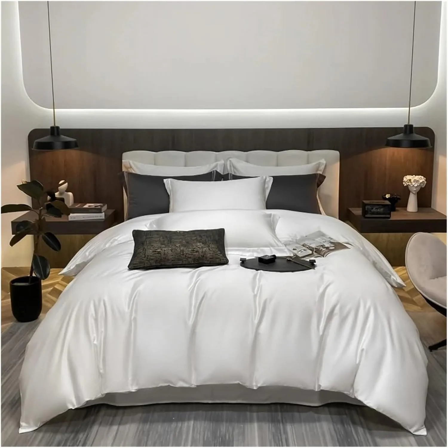 Luxury Bedding Set Egyptian Cotton 400TC Duvet Cover Flat Sheet Queen Quilt Cover with Pillowcase(B,Twin)