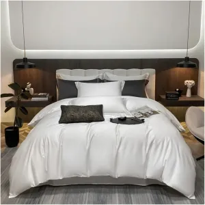 Luxury Bedding Set Egyptian Cotton 400TC Duvet Cover Flat Sheet Queen Quilt Cover with Pillowcase(B,Twin)