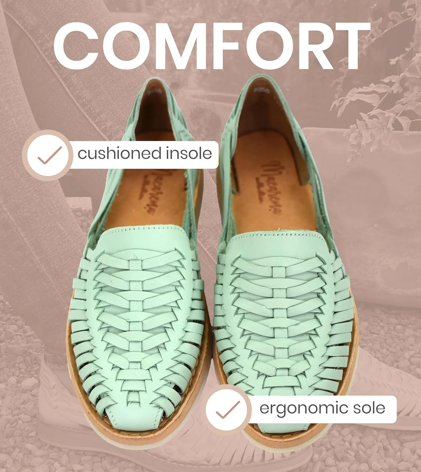 Macarena Collection Womens Shoes Leather Sandal Flat for Women | Huarache Handmade Mexican Sandals | Comfortable & Stylish Womens Sandals 3050