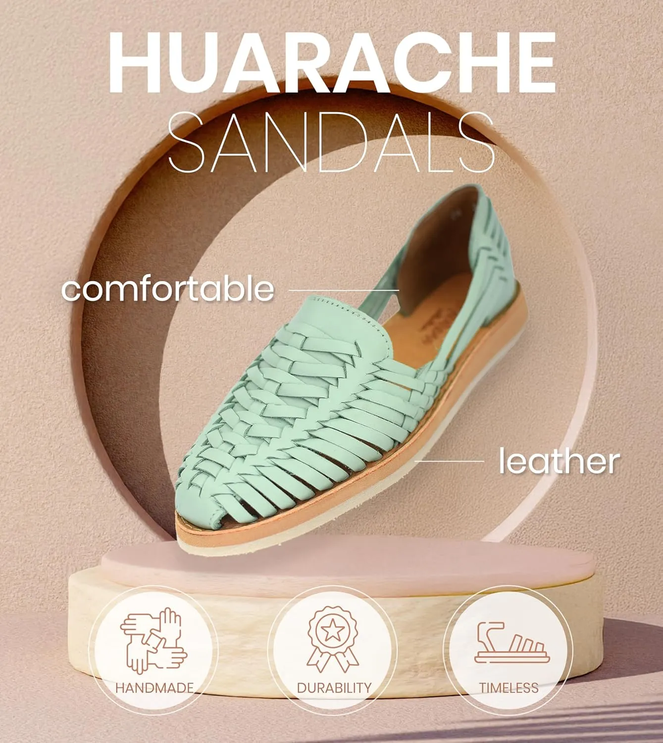 Macarena Collection Womens Shoes Leather Sandal Flat for Women | Huarache Handmade Mexican Sandals | Comfortable & Stylish Womens Sandals 3050