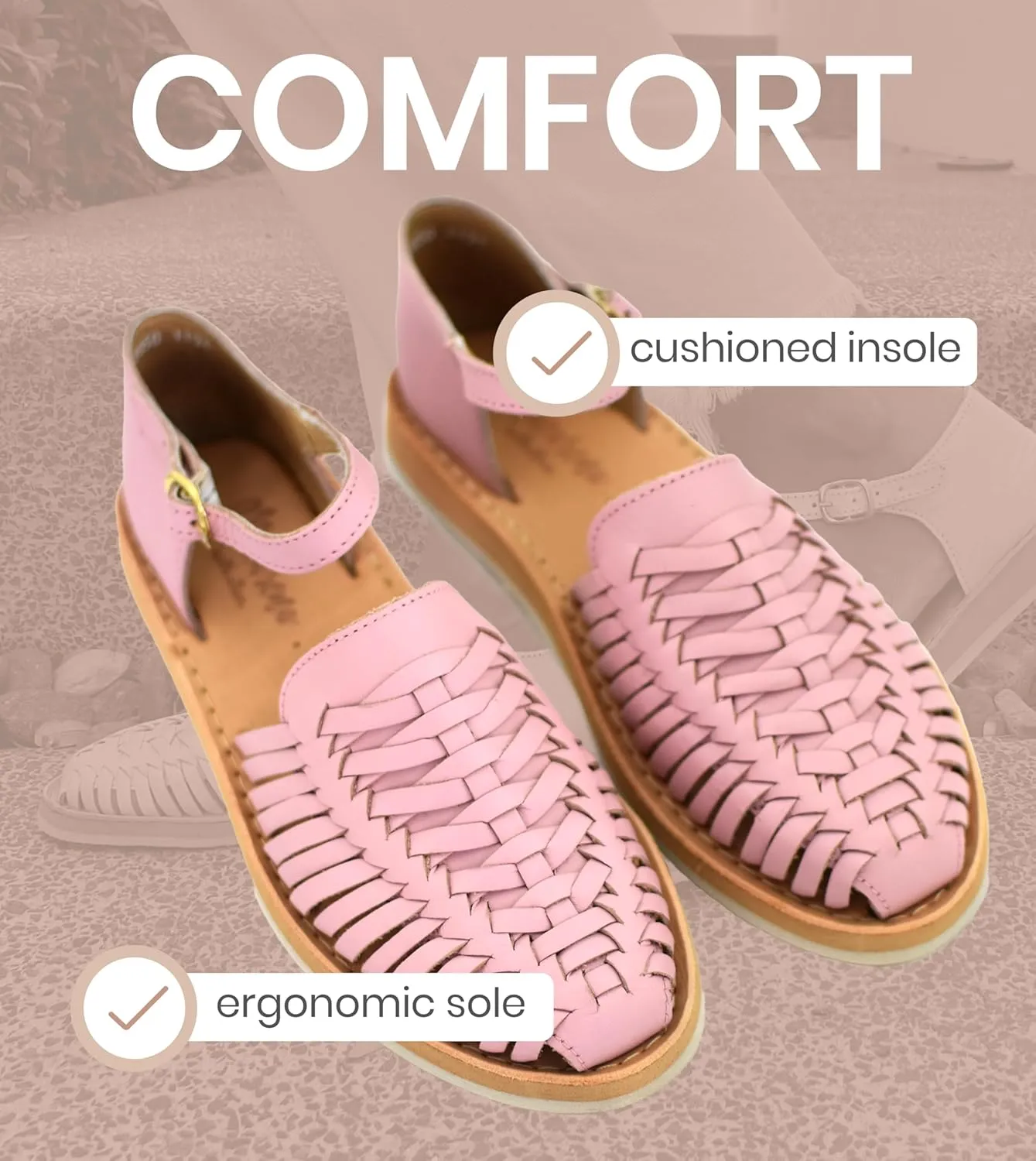 Macarena Collection Womens Shoes Leather Sandals Ankle for Women | Huarache Handmade Mexican Sandals Women | Comfortable & Stylish Womens Sandals 3050 Ankle Strap