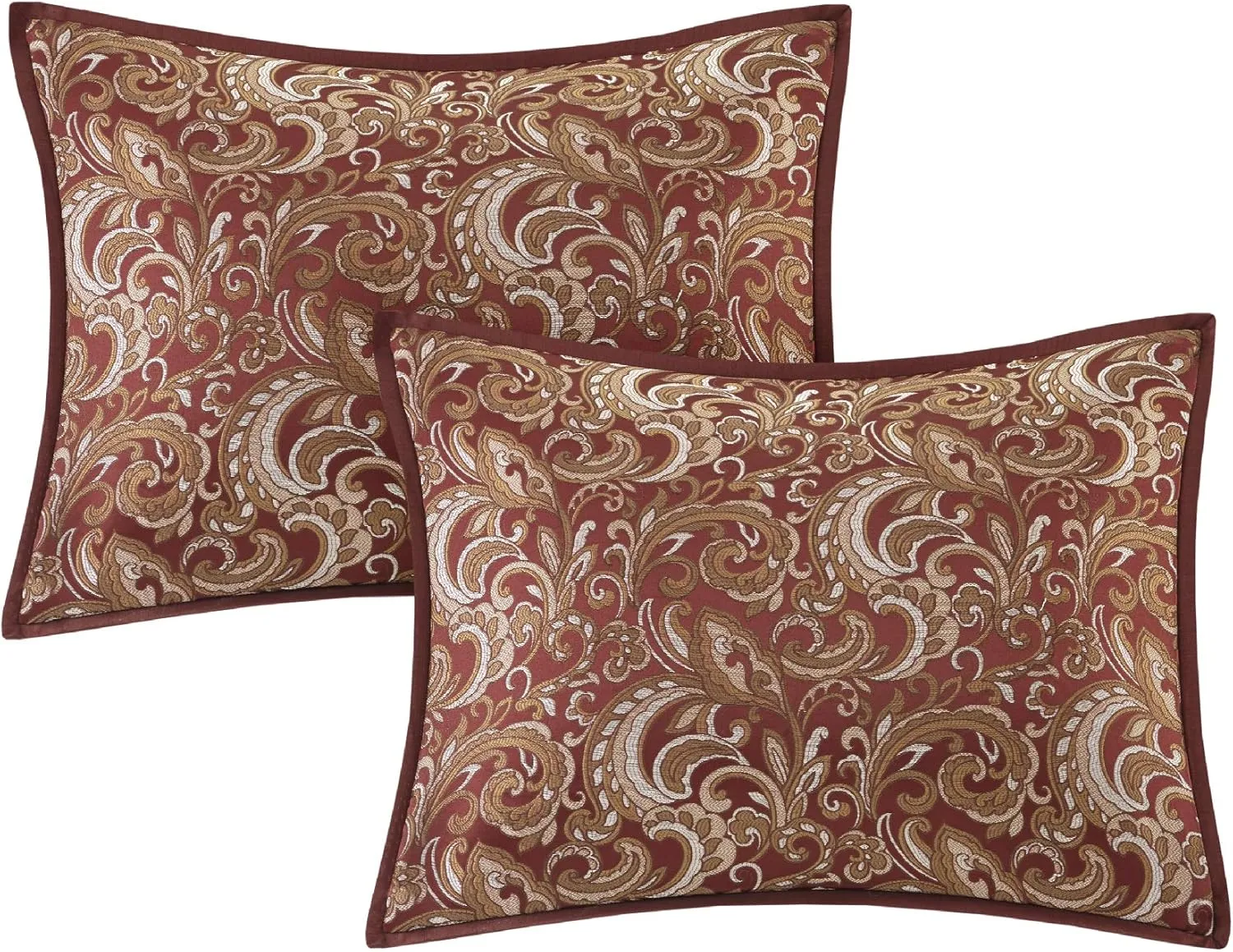 Madison Park Essentials Brystol 24 Piece Room in a Bag Faux Silk Comforter Jacquard Paisley Design Matching Curtains Down Alternative All Season Bedding-Set, Cal King(104"x92"), Red