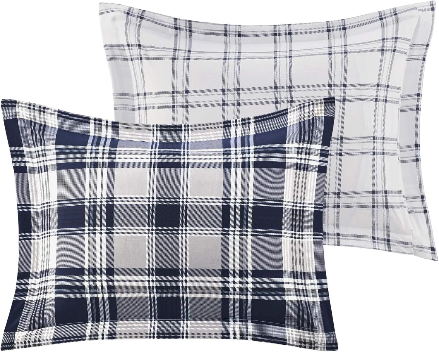 Madison Park Essentials Cozy Bed in A Bag - Reversible Comforter with Complete Sheet Set, Casual Plaid Cabin Design, All Season Cover, Decorative Pillow, Patrick Plaid Navy Twin(68"x86") 6 Piece