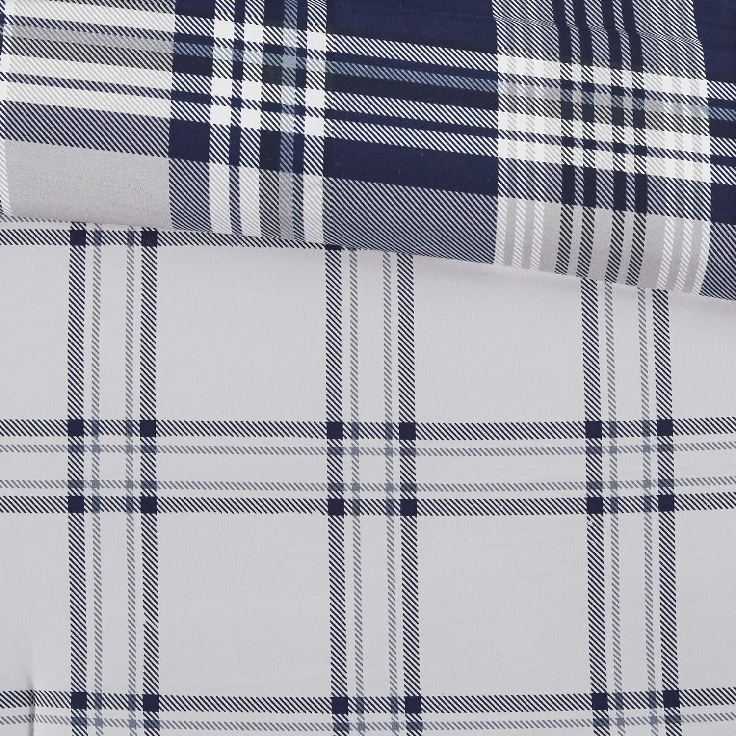Madison Park Essentials Cozy Bed in A Bag - Reversible Comforter with Complete Sheet Set, Casual Plaid Cabin Design, All Season Cover, Decorative Pillow, Patrick Plaid Navy Twin(68"x86") 6 Piece