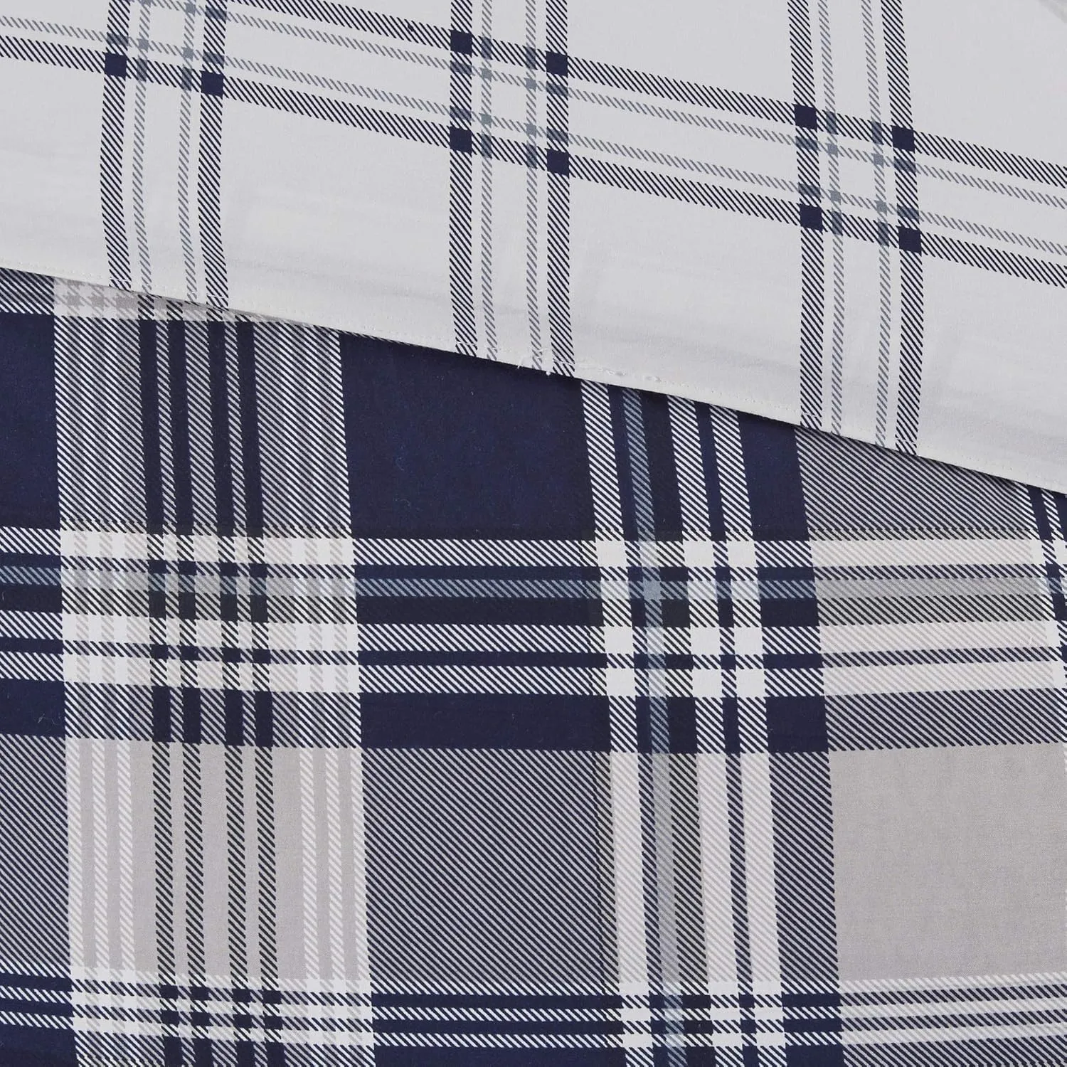 Madison Park Essentials Cozy Bed in A Bag - Reversible Comforter with Complete Sheet Set, Casual Plaid Cabin Design, All Season Cover, Decorative Pillow, Patrick Plaid Navy Twin(68"x86") 6 Piece
