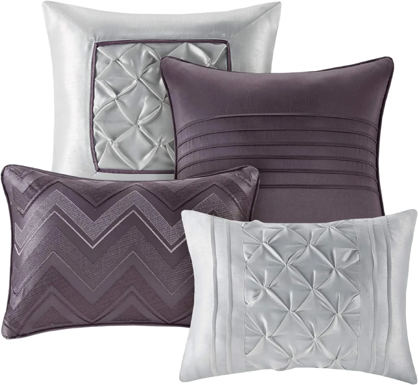 Madison Park Essentials King Comforter Set, 24 Piece Bedding With Matching Curtains, Decorative Pillows, Luxe Diamond Tufting , Room in a Bag Joella Collection, Plum King