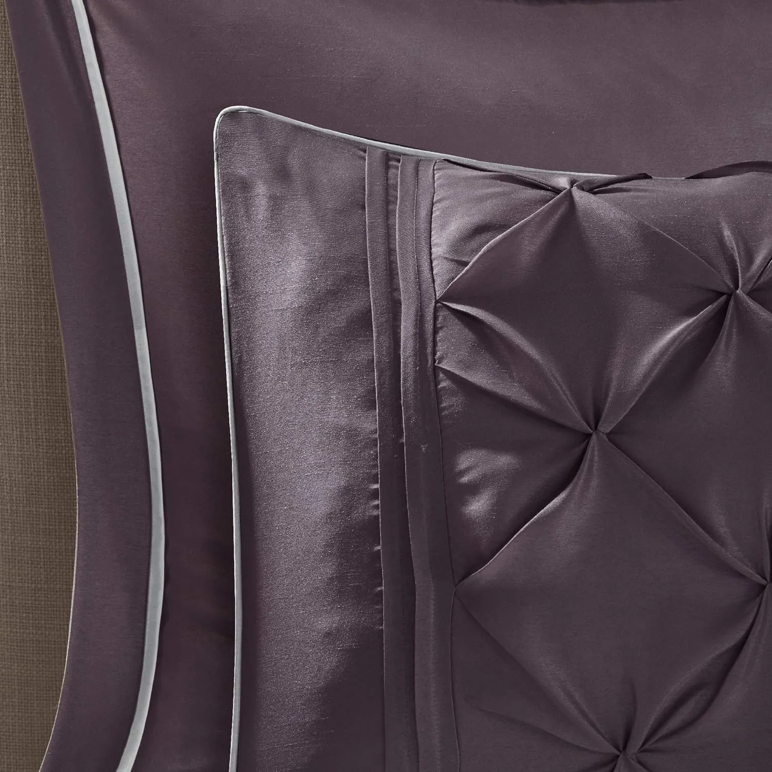 Madison Park Essentials King Comforter Set, 24 Piece Bedding With Matching Curtains, Decorative Pillows, Luxe Diamond Tufting , Room in a Bag Joella Collection, Plum King