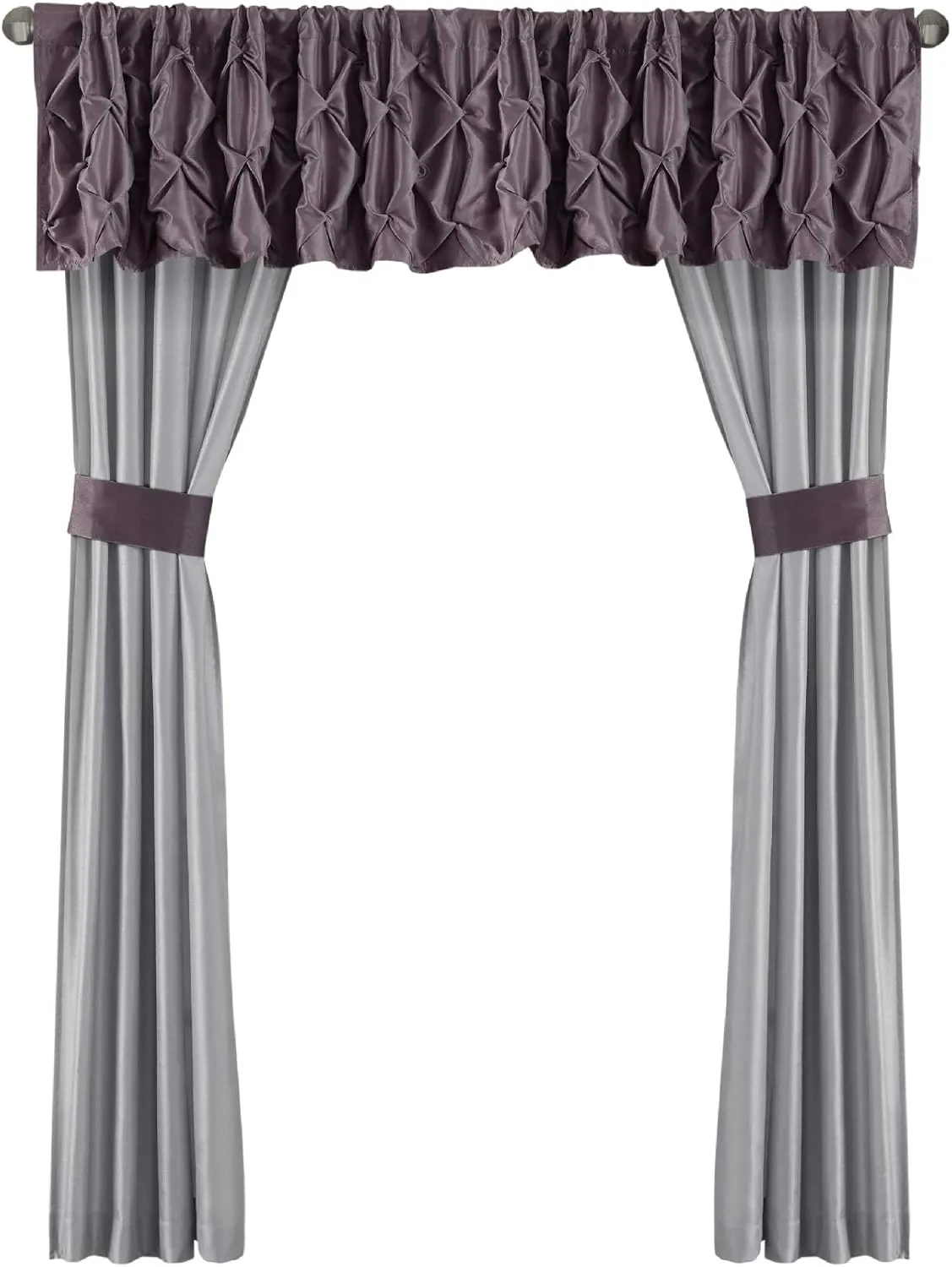 Madison Park Essentials King Comforter Set, 24 Piece Bedding With Matching Curtains, Decorative Pillows, Luxe Diamond Tufting , Room in a Bag Joella Collection, Plum King