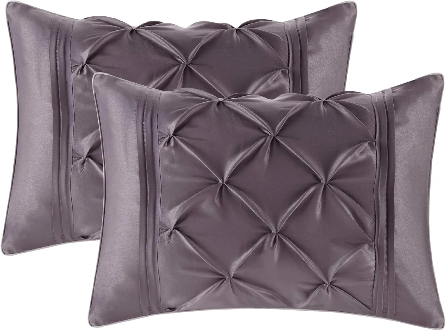 Madison Park Essentials King Comforter Set, 24 Piece Bedding With Matching Curtains, Decorative Pillows, Luxe Diamond Tufting , Room in a Bag Joella Collection, Plum King