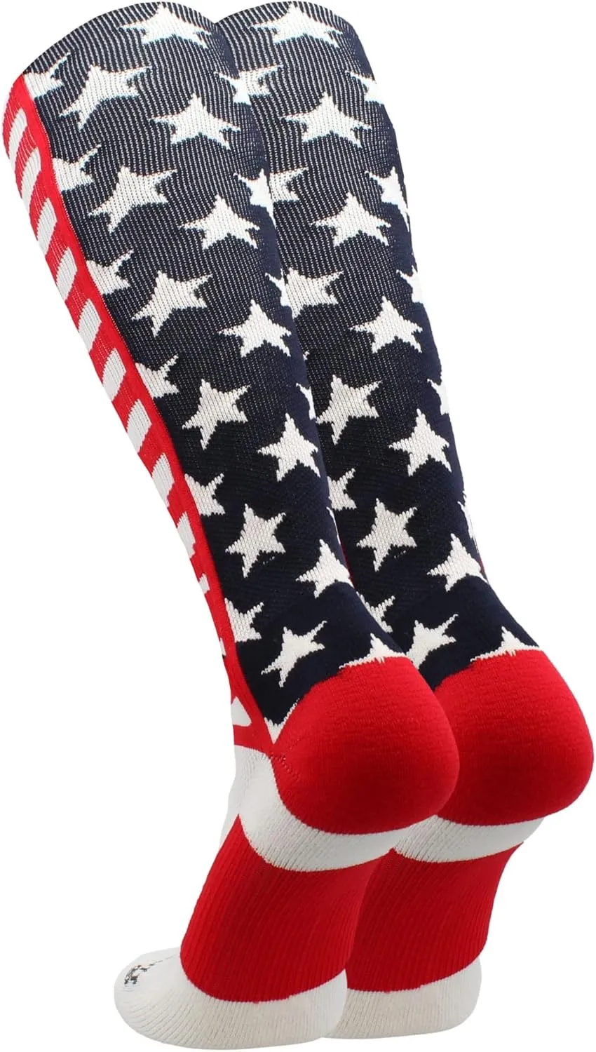 MadSportsStuff USA American Flag Stars and Stripes Socks for Baseball Softball Football Youth and Adult Boys Girls Men Women