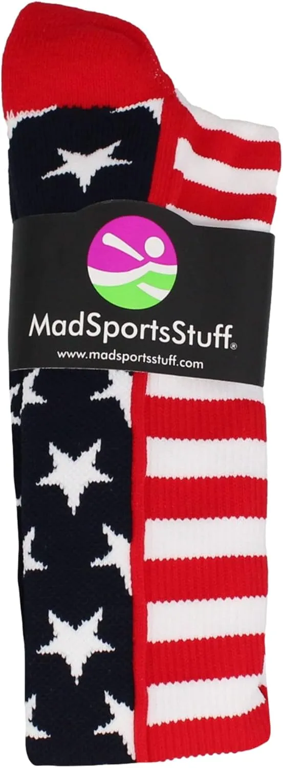 MadSportsStuff USA American Flag Stars and Stripes Socks for Baseball Softball Football Youth and Adult Boys Girls Men Women