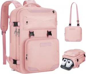 Maelstrom Travel Backpack for Women Men,35L Laptop Backpack Fits 17-Inch Laptop,Waterproof Carry On Backpack for Airplanes with Detachable Crossbody Bag&Shoe Compartment,Pink