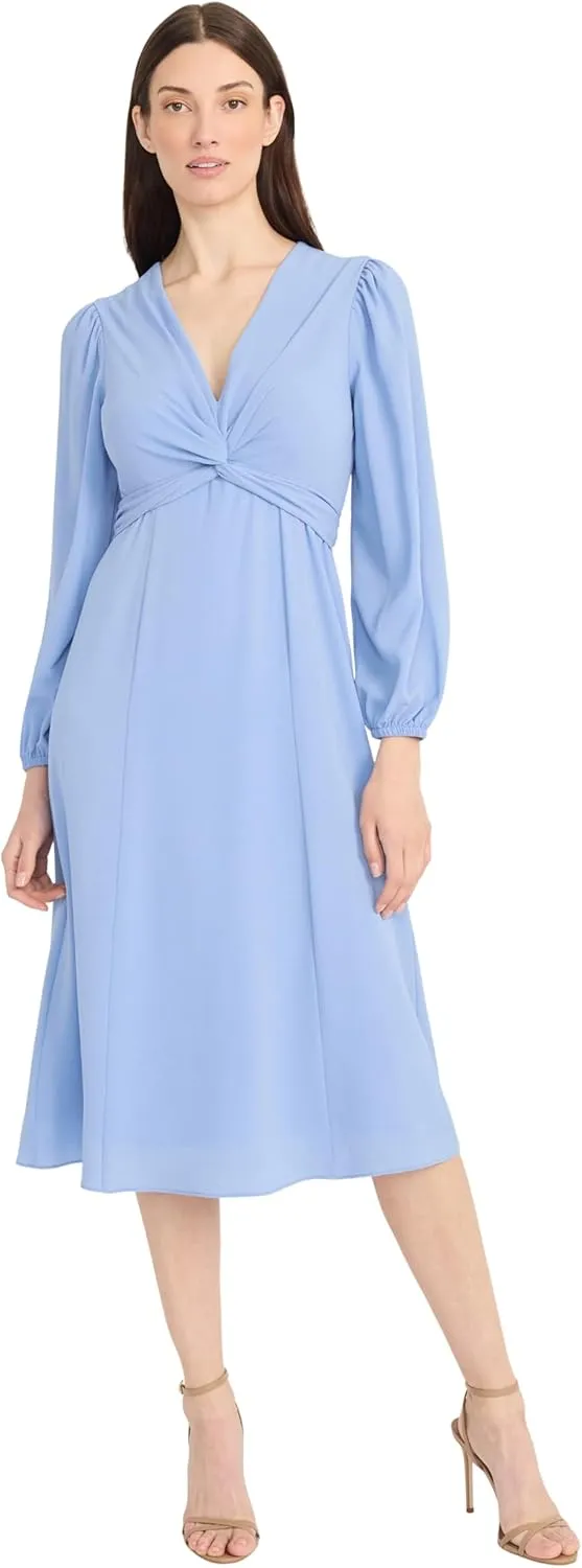 Maggy London Stunning Multi Occasion Twist Empire Waist Midi Women | Long Sleeve Dresses