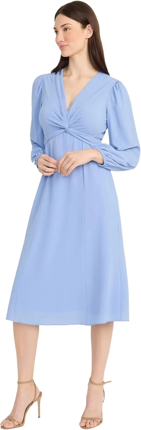 Maggy London Stunning Multi Occasion Twist Empire Waist Midi Women | Long Sleeve Dresses
