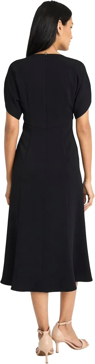 Maggy London Women's Elegant Midi Puffed Sleeves-Fitted Waist A-line Silhouette-Versatile Cocktail Dress