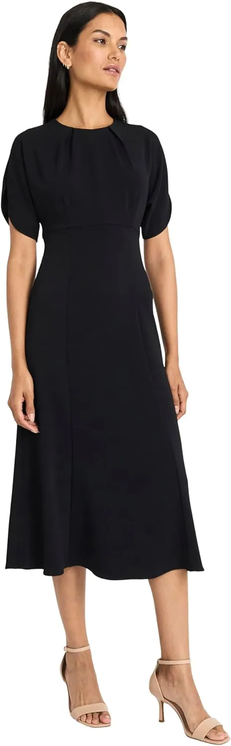 Maggy London Women's Elegant Midi Puffed Sleeves-Fitted Waist A-line Silhouette-Versatile Cocktail Dress