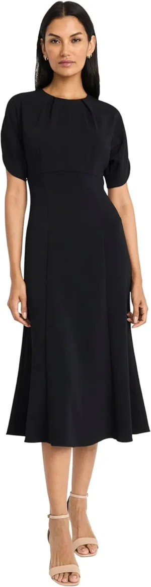 Maggy London Women's Elegant Midi Puffed Sleeves-Fitted Waist A-line Silhouette-Versatile Cocktail Dress