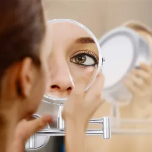 Makeup Mirror Wall Mount Folding Mount Shaving Mirror with Magnification Hotel and Home Bathroom Gift (Color : A, Size : 8in10x)