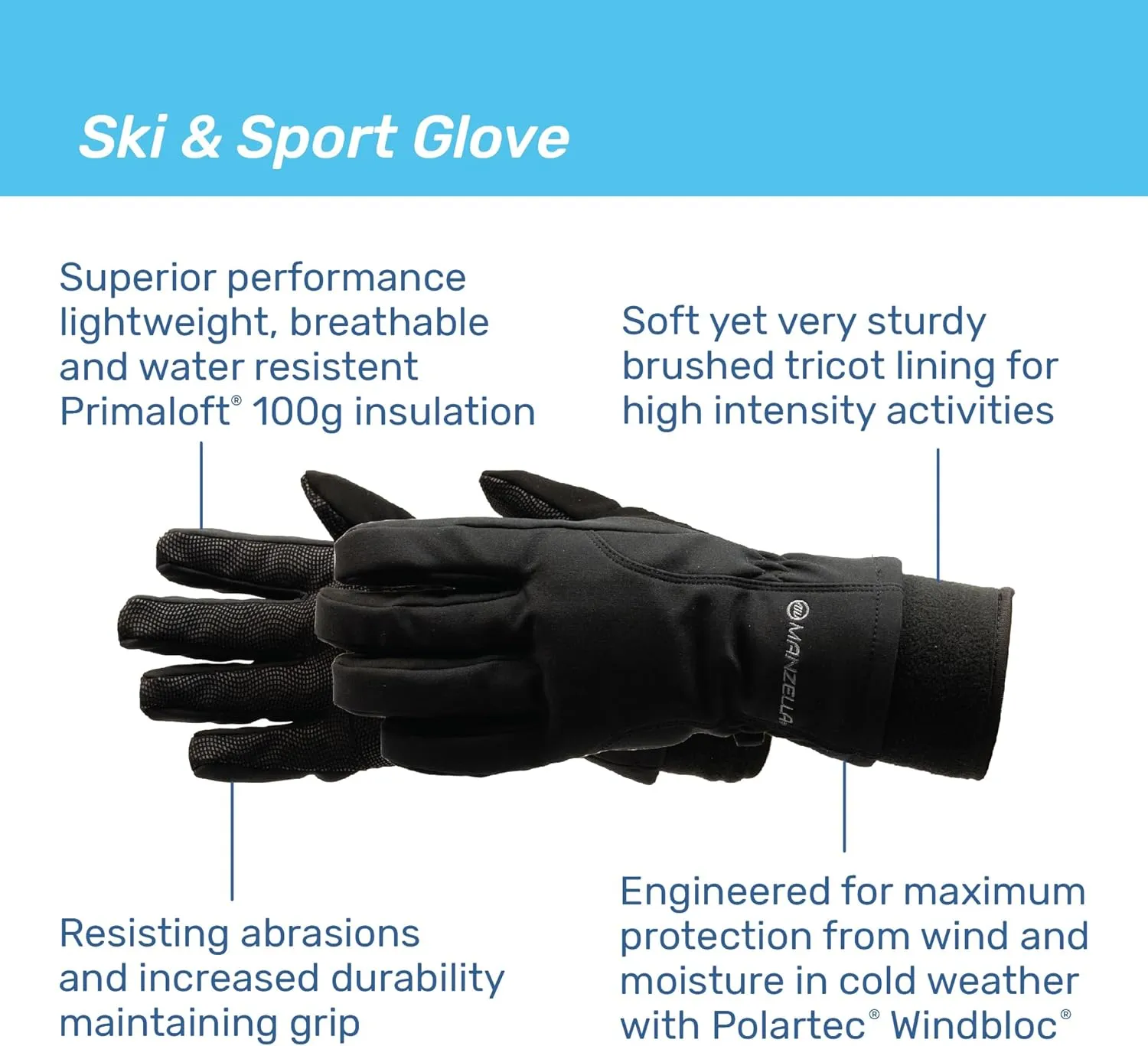 Manzella Womens Explorer Polartec Windbloc Glove